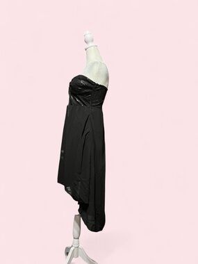 Medium Black Strapless Hi-Low Cocktail Dress
